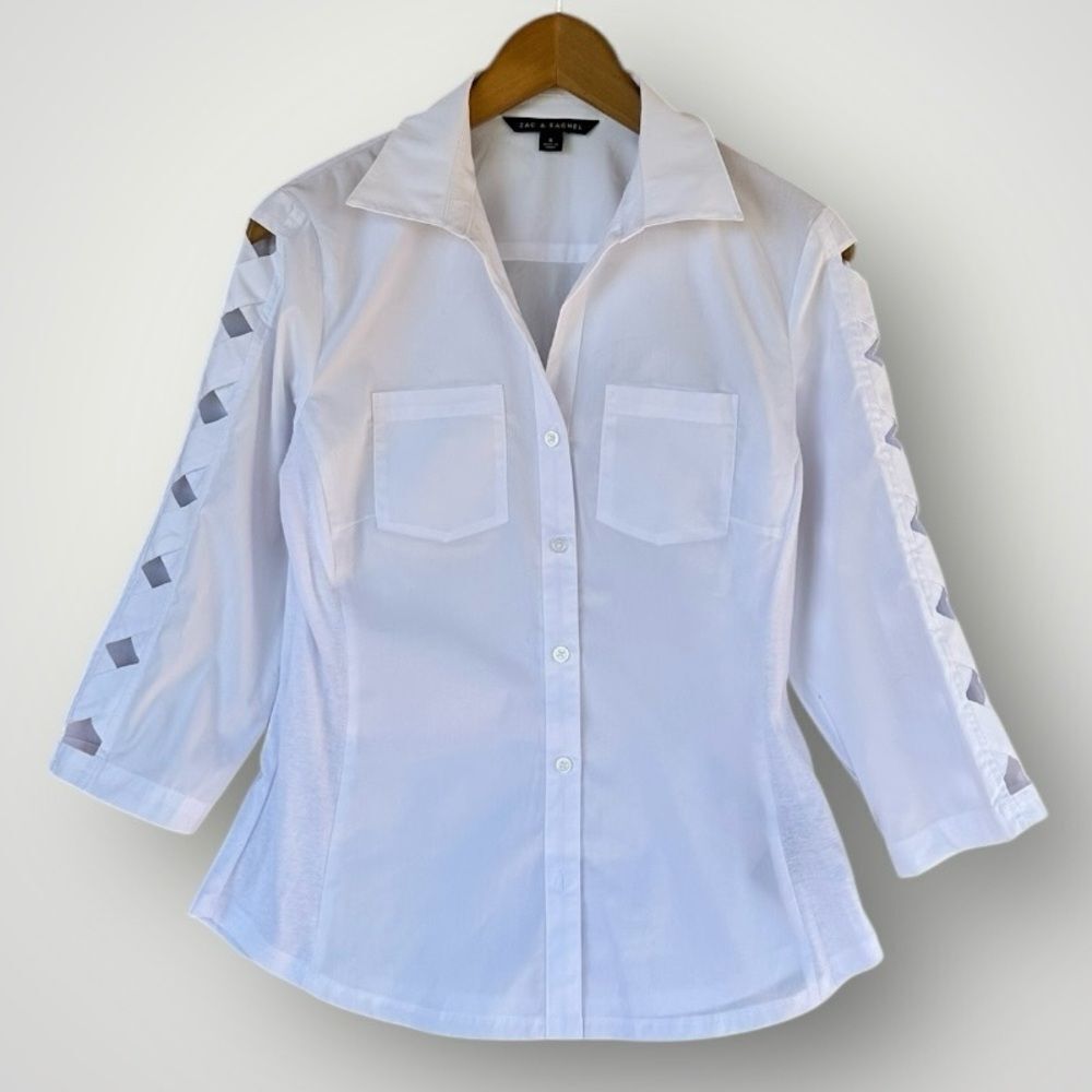 🎉5 for $45🎉 NWT Zac & Rachel top blouse shirt size S white